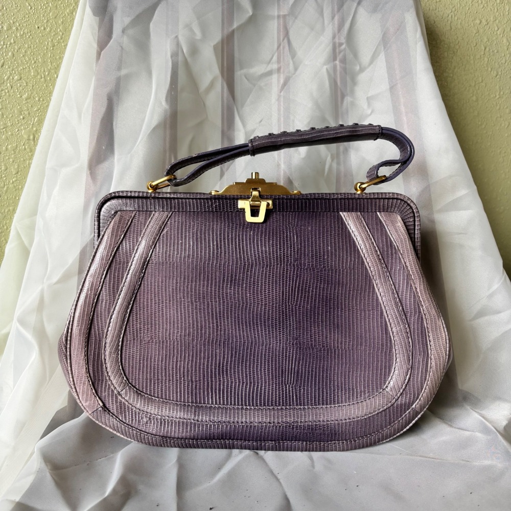 Vintage 90s Via Spiga Purple Leather Shoulder Bag